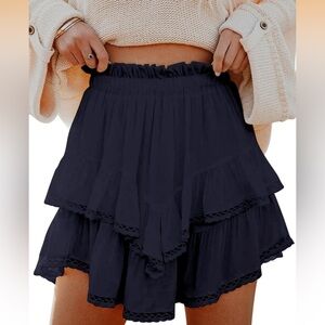 Flowy Shorts for Women Casual Ruffle Tiered Skorts High Waist Tennis Skirt M